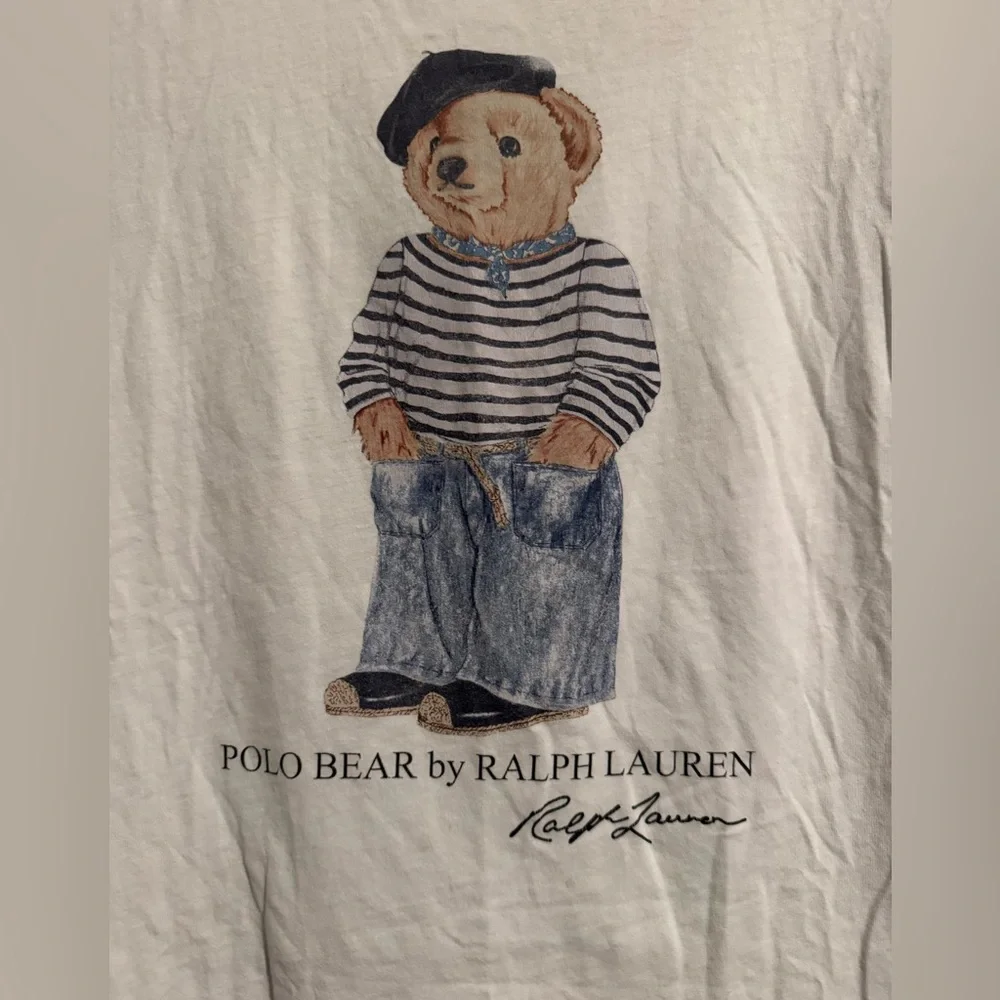 Ralph Lauren Cream Polo Bear T-Shirt - Picture 2 of 4
